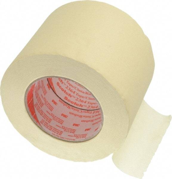 3M - 4" Wide x 60 Yd Long Tan Paper Masking Tape - Series 2364, 6.5 mil Thick, 24 In/Lb Tensile Strength - USA Tool & Supply