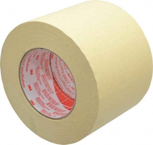 3M - 4" Wide x 60 Yd Long Tan Paper Masking Tape - Series 2380, 7.2 mil Thick, 28 In/Lb Tensile Strength - USA Tool & Supply