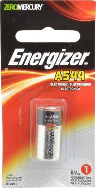 Energizer - Size A544, Alkaline, Photo Battery - 6 Volts, Flat Terminal, 4LR44, ANSI, IEC, NEDA Regulated - USA Tool & Supply