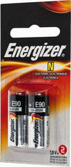 Energizer - Size N, Alkaline, 2 Pack, Specialty Battery - 1.5 Volts, Flat Terminal, LR1, ANSI, IEC Regulated - USA Tool & Supply