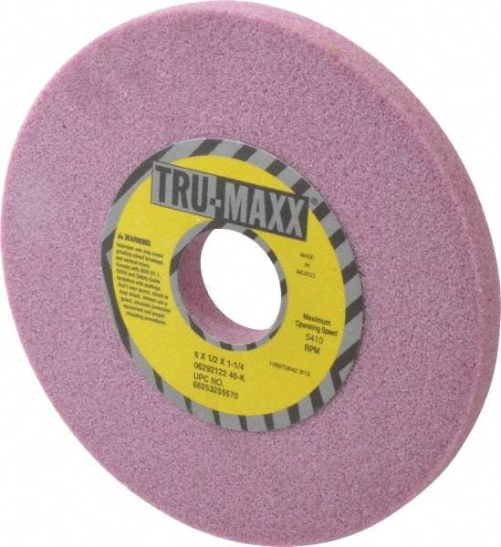 Tru-Maxx - 6" Diam x 1-1/4" Hole x 1/2" Thick, K Hardness, 46 Grit Surface Grinding Wheel - Aluminum Oxide, Type 1, Coarse Grade, 5,410 Max RPM, Vitrified Bond, No Recess - USA Tool & Supply