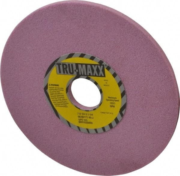 Tru-Maxx - 7" Diam x 1-1/4" Hole x 1/4" Thick, J Hardness, 60 Grit Surface Grinding Wheel - Aluminum Oxide, Type 1, Medium Grade, 3,600 Max RPM, Vitrified Bond, No Recess - USA Tool & Supply