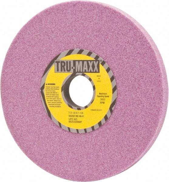 Tru-Maxx - 7" Diam x 1-1/4" Hole x 1/2" Thick, H Hardness, 46 Grit Surface Grinding Wheel - Aluminum Oxide, Type 1, Coarse Grade, 3,600 Max RPM, Vitrified Bond, No Recess - USA Tool & Supply