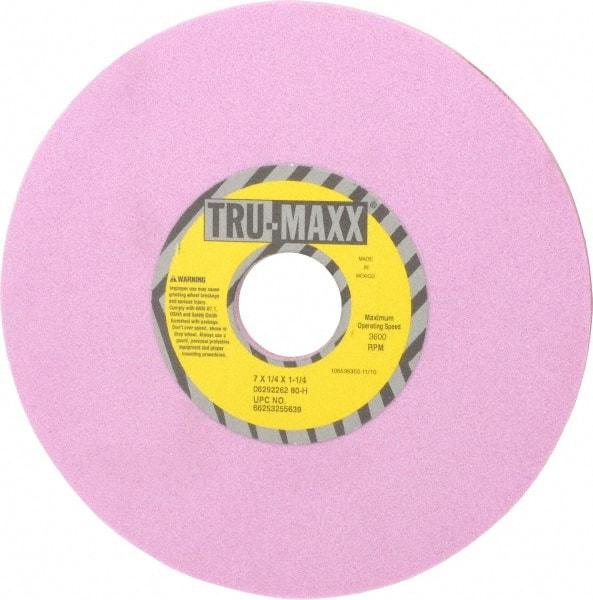Tru-Maxx - 7" Diam x 1-1/4" Hole x 1/4" Thick, H Hardness, 80 Grit Surface Grinding Wheel - Aluminum Oxide, Type 1, Medium Grade, 3,600 Max RPM, Vitrified Bond, No Recess - USA Tool & Supply