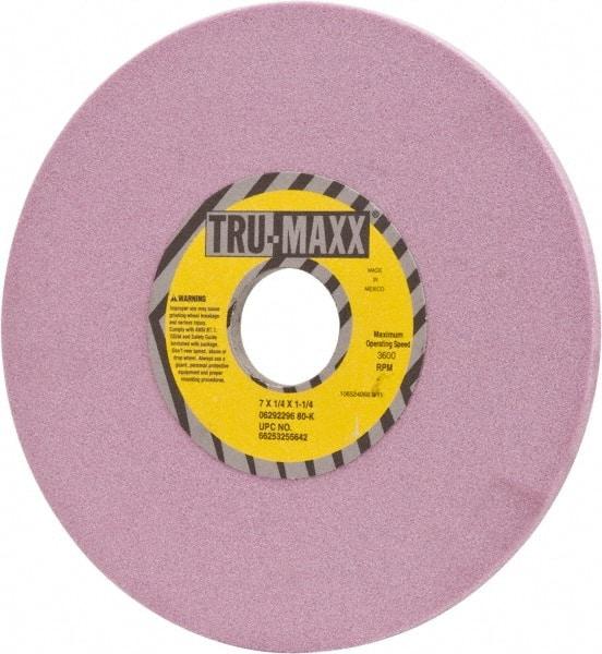 Tru-Maxx - 7" Diam x 1-1/4" Hole x 1/4" Thick, K Hardness, 80 Grit Surface Grinding Wheel - Aluminum Oxide, Type 1, Medium Grade, 3,600 Max RPM, Vitrified Bond, No Recess - USA Tool & Supply