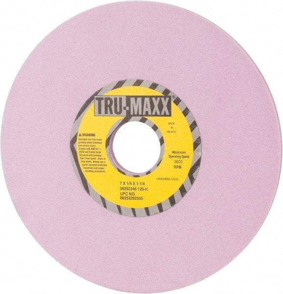 Tru-Maxx - 7" Diam x 1-1/4" Hole x 1/4" Thick, H Hardness, 120 Grit Surface Grinding Wheel - Aluminum Oxide, Type 1, Fine Grade, 3,600 Max RPM, Vitrified Bond, No Recess - USA Tool & Supply