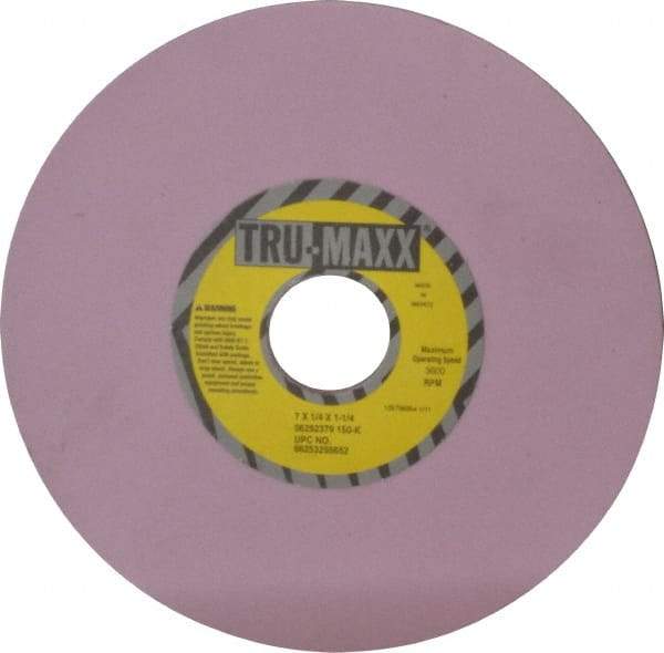 Tru-Maxx - 7" Diam x 1-1/4" Hole x 1/4" Thick, K Hardness, 150 Grit Surface Grinding Wheel - Aluminum Oxide, Type 1, Very Fine Grade, 3,600 Max RPM, Vitrified Bond, No Recess - USA Tool & Supply
