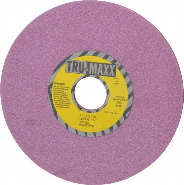 Tru-Maxx - 7" Diam x 1-1/4" Hole x 1/4" Thick, H Hardness, 46 Grit Surface Grinding Wheel - Aluminum Oxide, Type 1, Coarse Grade, 3,600 Max RPM, Vitrified Bond, No Recess - USA Tool & Supply