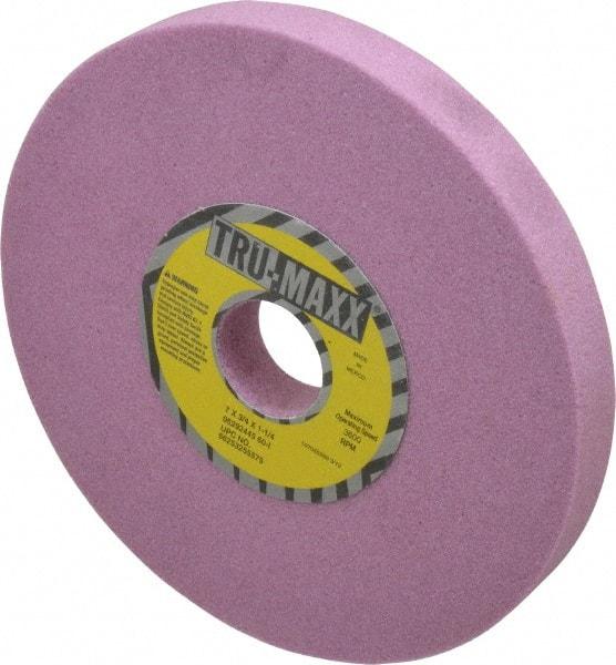 Tru-Maxx - 7" Diam x 1-1/4" Hole x 3/4" Thick, I Hardness, 60 Grit Surface Grinding Wheel - Aluminum Oxide, Type 1, Medium Grade, 3,600 Max RPM, Vitrified Bond, No Recess - USA Tool & Supply
