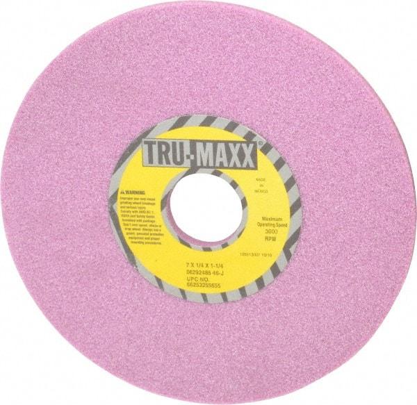 Tru-Maxx - 7" Diam x 1-1/4" Hole x 1/4" Thick, J Hardness, 46 Grit Surface Grinding Wheel - Aluminum Oxide, Type 1, Coarse Grade, 3,600 Max RPM, Vitrified Bond, No Recess - USA Tool & Supply