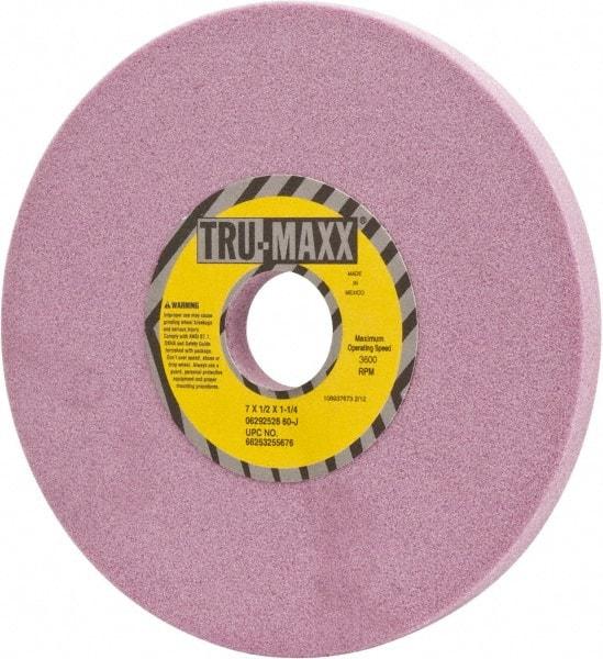 Tru-Maxx - 7" Diam x 1-1/4" Hole x 1/2" Thick, J Hardness, 60 Grit Surface Grinding Wheel - Aluminum Oxide, Type 1, Medium Grade, 3,600 Max RPM, Vitrified Bond, No Recess - USA Tool & Supply