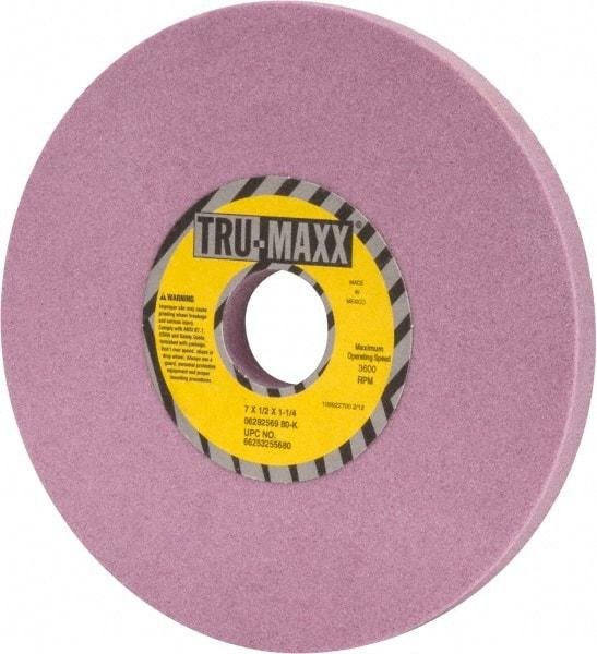 Tru-Maxx - 7" Diam x 1-1/4" Hole x 1/2" Thick, K Hardness, 80 Grit Surface Grinding Wheel - Aluminum Oxide, Type 1, Medium Grade, 3,600 Max RPM, Vitrified Bond, No Recess - USA Tool & Supply