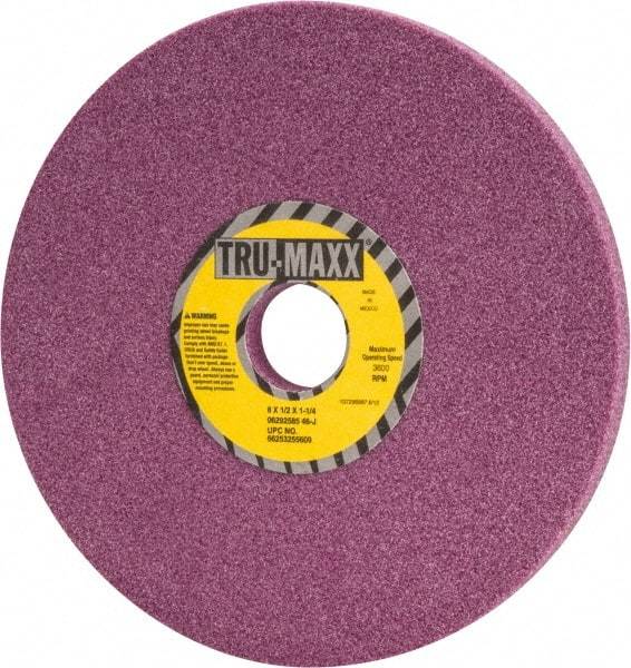 Tru-Maxx - 8" Diam x 1-1/4" Hole x 1/2" Thick, J Hardness, 46 Grit Surface Grinding Wheel - Aluminum Oxide, Type 1, Coarse Grade, 3,600 Max RPM, Vitrified Bond, No Recess - USA Tool & Supply