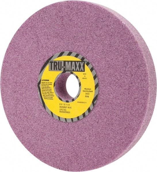 Tru-Maxx - 8" Diam x 1-1/4" Hole x 1" Thick, K Hardness, 46 Grit Surface Grinding Wheel - Aluminum Oxide, Type 1, Coarse Grade, 3,600 Max RPM, Vitrified Bond, No Recess - USA Tool & Supply