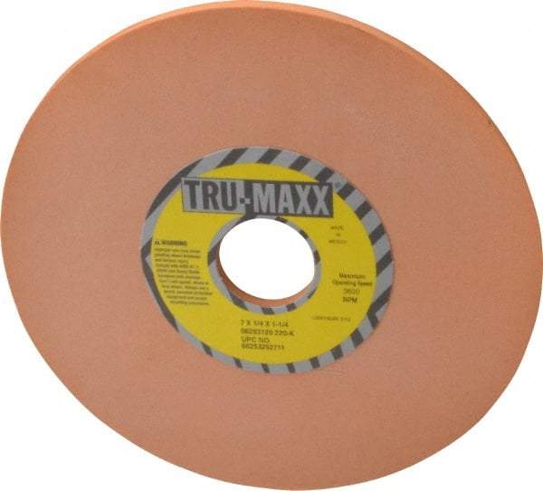 Tru-Maxx - 7" Diam x 1-1/4" Hole x 1/4" Thick, K Hardness, 220 Grit Surface Grinding Wheel - Aluminum Oxide, Type 1, Very Fine Grade, 3,600 Max RPM, Vitrified Bond, No Recess - USA Tool & Supply