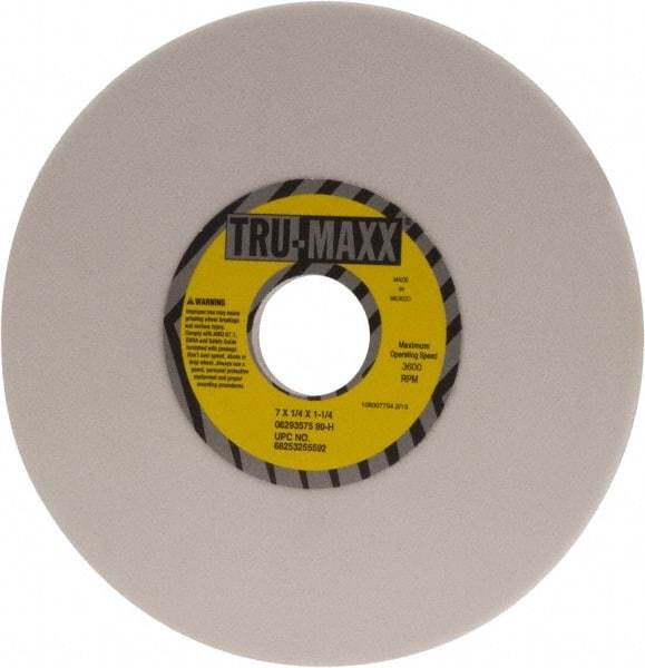 Tru-Maxx - 7" Diam x 1-1/4" Hole x 1/4" Thick, H Hardness, 80 Grit Surface Grinding Wheel - Aluminum Oxide, Type 1, Medium Grade, 3,600 Max RPM, Vitrified Bond, No Recess - USA Tool & Supply