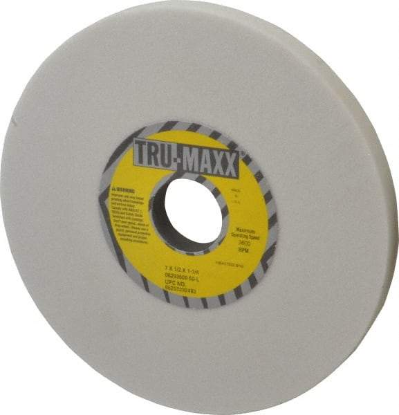 Tru-Maxx - 7" Diam x 1-1/4" Hole x 1/2" Thick, L Hardness, 60 Grit Surface Grinding Wheel - Aluminum Oxide, Type 1, Medium Grade, 3,600 Max RPM, Vitrified Bond, No Recess - USA Tool & Supply
