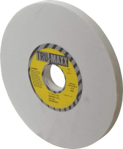 Tru-Maxx - 7" Diam x 1-1/4" Hole x 1/2" Thick, J Hardness, 120 Grit Surface Grinding Wheel - Aluminum Oxide, Type 1, Fine Grade, 3,600 Max RPM, Vitrified Bond, No Recess - USA Tool & Supply