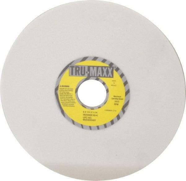 Tru-Maxx - 8" Diam x 1-1/4" Hole x 1/4" Thick, K Hardness, 60 Grit Surface Grinding Wheel - Aluminum Oxide, Type 1, Medium Grade, 3,600 Max RPM, Vitrified Bond, No Recess - USA Tool & Supply