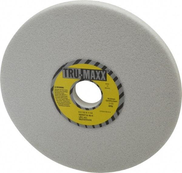 Tru-Maxx - 8" Diam x 1-1/4" Hole x 1/2" Thick, H Hardness, 46 Grit Surface Grinding Wheel - Aluminum Oxide, Type 1, Coarse Grade, 3,105 Max RPM, Vitrified Bond, No Recess - USA Tool & Supply