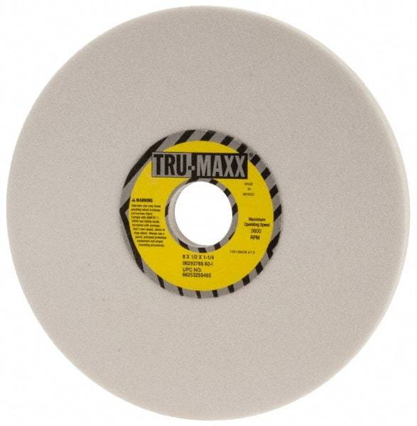 Tru-Maxx - 8" Diam x 1-1/4" Hole x 1/2" Thick, I Hardness, 60 Grit Surface Grinding Wheel - Aluminum Oxide, Type 1, Medium Grade, 3,600 Max RPM, Vitrified Bond, No Recess - USA Tool & Supply