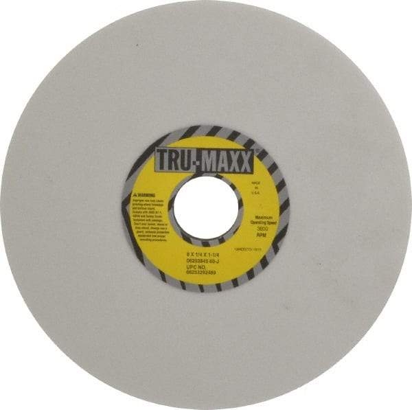 Tru-Maxx - 8" Diam x 1-1/4" Hole x 1/4" Thick, J Hardness, 60 Grit Surface Grinding Wheel - Aluminum Oxide, Type 1, Medium Grade, 3,600 Max RPM, Vitrified Bond, No Recess - USA Tool & Supply