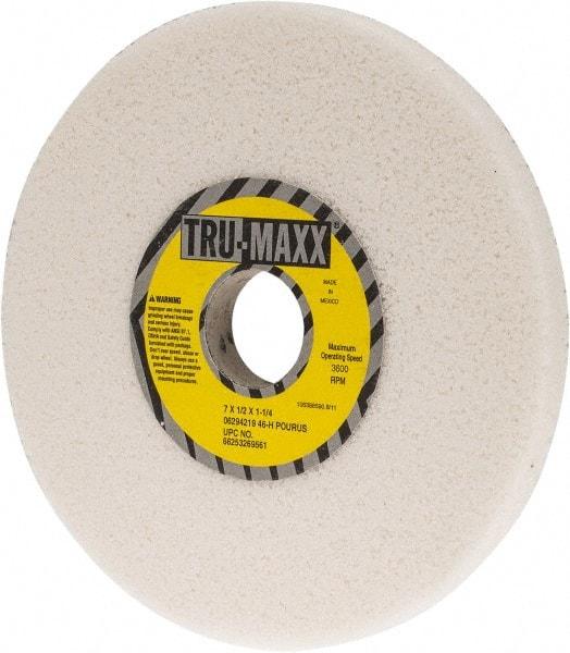 Tru-Maxx - 7" Diam x 1-1/4" Hole x 1/2" Thick, H Hardness, 46 Grit Surface Grinding Wheel - Aluminum Oxide, Type 1, Coarse Grade, 3,600 Max RPM, Vitrified Bond, No Recess - USA Tool & Supply