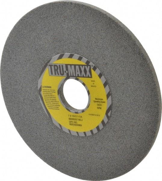 Tru-Maxx - 7" Diam x 1-1/4" Hole x 1/4" Thick, J Hardness, 60 Grit Surface Grinding Wheel - Aluminum Oxide, Type 1, Medium Grade, 3,600 Max RPM, Vitrified Bond, No Recess - USA Tool & Supply