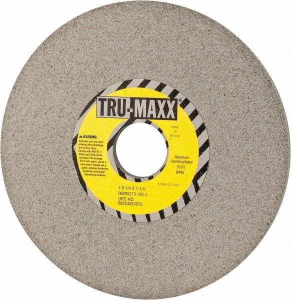 Tru-Maxx - 7" Diam x 1-1/4" Hole x 1/4" Thick, J Hardness, 100 Grit Surface Grinding Wheel - Aluminum Oxide, Type 1, Fine Grade, 3,600 Max RPM, Vitrified Bond, No Recess - USA Tool & Supply