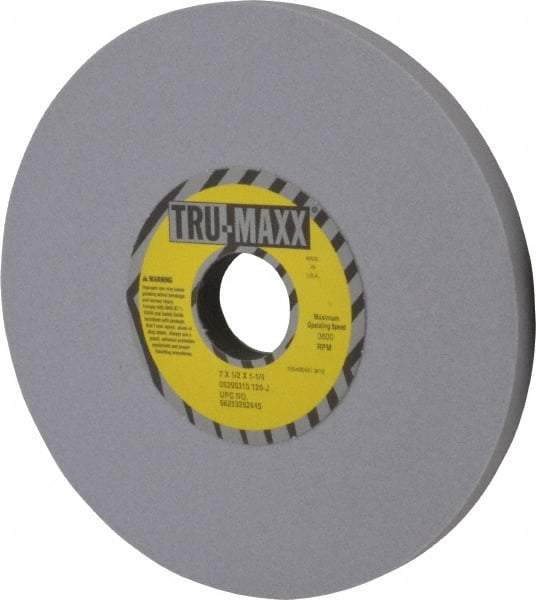 Tru-Maxx - 7" Diam x 1-1/4" Hole x 1/2" Thick, L Hardness, 120 Grit Surface Grinding Wheel - Aluminum Oxide, Type 1, Fine Grade, 3,600 Max RPM, Vitrified Bond, No Recess - USA Tool & Supply