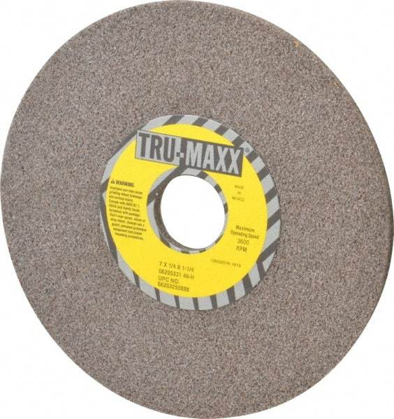 Tru-Maxx - 7" Diam x 1-1/4" Hole x 1/4" Thick, H Hardness, 46 Grit Surface Grinding Wheel - Aluminum Oxide, Type 1, Coarse Grade, 3,600 Max RPM, Vitrified Bond, No Recess - USA Tool & Supply