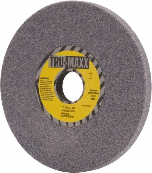 Tru-Maxx - 7" Diam x 1-1/4" Hole x 1/2" Thick, H Hardness, 46 Grit Surface Grinding Wheel - Aluminum Oxide, Type 1, Coarse Grade, 3,600 Max RPM, Vitrified Bond, No Recess - USA Tool & Supply