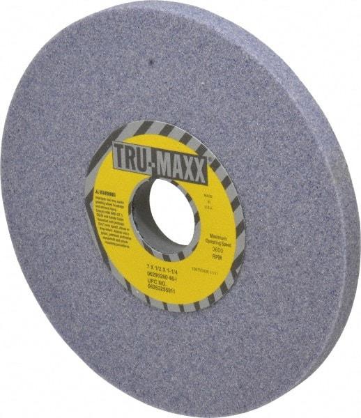 Tru-Maxx - 7" Diam x 1-1/4" Hole x 1/2" Thick, I Hardness, 46 Grit Surface Grinding Wheel - Aluminum Oxide, Type 1, Coarse Grade, 3,600 Max RPM, Vitrified Bond, No Recess - USA Tool & Supply