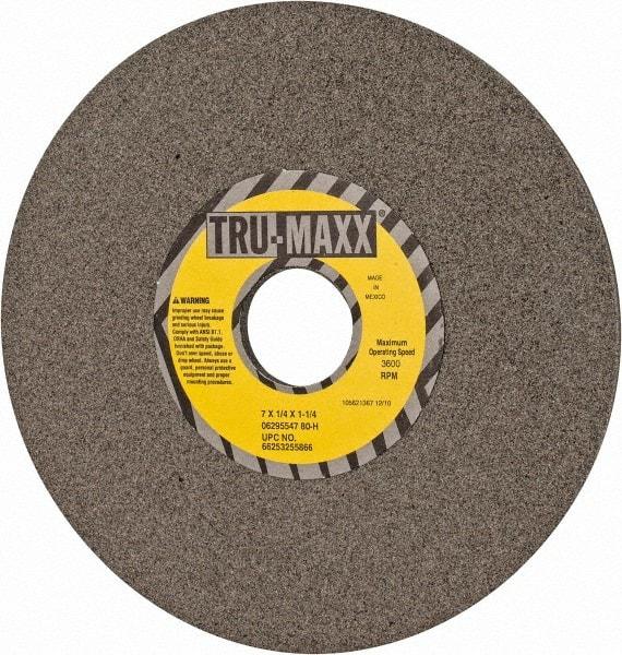Tru-Maxx - 7" Diam x 1-1/4" Hole x 1/4" Thick, H Hardness, 80 Grit Surface Grinding Wheel - Aluminum Oxide, Type 1, Medium Grade, 3,600 Max RPM, Vitrified Bond, No Recess - USA Tool & Supply