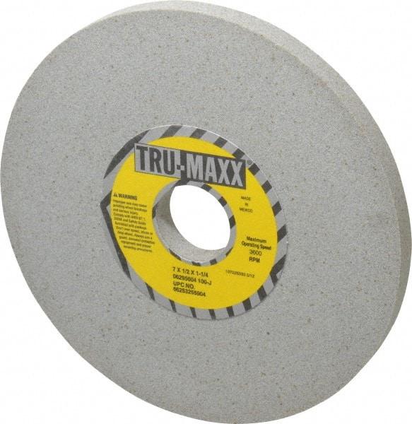 Tru-Maxx - 7" Diam x 1-1/4" Hole x 1/2" Thick, J Hardness, 100 Grit Surface Grinding Wheel - Aluminum Oxide, Type 1, Fine Grade, 3,600 Max RPM, Vitrified Bond, No Recess - USA Tool & Supply