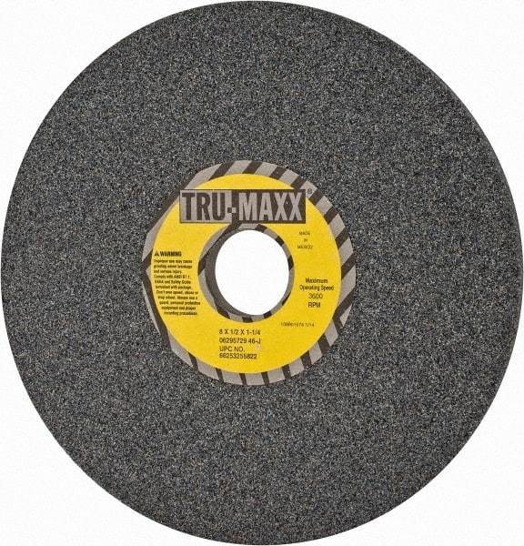 Tru-Maxx - 8" Diam x 1-1/4" Hole x 1/2" Thick, J Hardness, 46 Grit Surface Grinding Wheel - Aluminum Oxide, Type 1, Coarse Grade, 3,600 Max RPM, Vitrified Bond, No Recess - USA Tool & Supply
