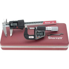 Starrett - 2 Piece, Machinist Caliper and Micrometer Tool Kit - 0 to 6 Inch Caliper, 0.0001 Inch Caliper Resoluion, 0 to 1 Inch Micrometer, 0.01 mm Resoluion - USA Tool & Supply