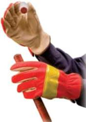 PRO-SAFE - Size S (7) Grain Pigskin General Protection Work Gloves - For General Purpose, Uncoated, Slip-On Cuff, Full Fingered, Orange, Paired - USA Tool & Supply