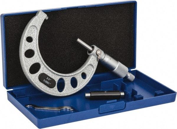 Value Collection - 2 to 3" Range, 0.0001" Graduation, Mechanical Outside Micrometer - Ratchet Stop Thimble, Accurate to 0.0001" - USA Tool & Supply