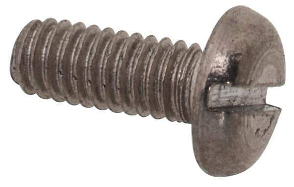 Value Collection - M2.5x0.45 Metric Coarse, 6mm Length Under Head Slotted Drive Machine Screw - Pan Head, Grade 18-8 & A2 Stainless Steel, Uncoated, Without Washer - USA Tool & Supply