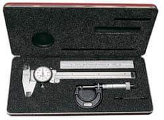Starrett - 4 Piece, Machinist Caliper and Micrometer Tool Kit - 0 to 6 Inch Caliper, 0 to 1 Inch Micrometer - USA Tool & Supply