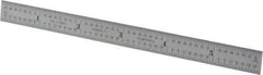 Starrett - 6" Long, 1/64, 1/32, 1/16, 1/8" Graduation, Flexible Steel Rule - 4R Graduation Style, 1/2" Wide, Silver, Satin Chrome Finish - USA Tool & Supply