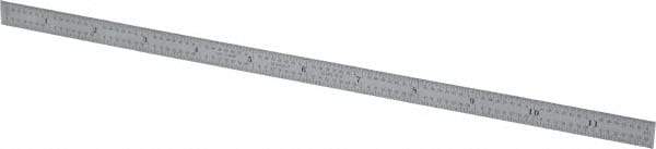 Starrett - 12" Long, 1/64, 1/32, 1/16, 1/8" Graduation, Flexible Steel Rule - 4R Graduation Style, 1/2" Wide, Silver, Satin Chrome Finish - USA Tool & Supply