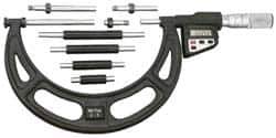 Starrett - 16 to 20" Range, 0.0001" Resolution, Standard Throat, Electronic Outside Micrometer - 0.0004" Accuracy, Friction Thimble, Micro Lapped Carbide Face, CR2450 Battery, Data Output, Includes 3V Battery - USA Tool & Supply