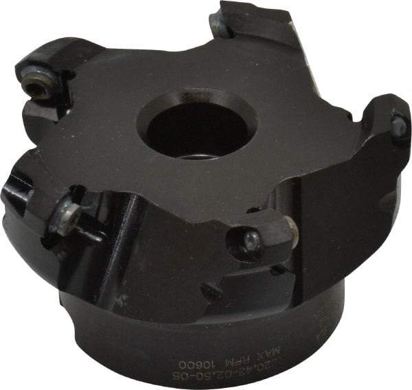 Seco - 2.48" Cut Diam, 3/4" Arbor Hole, 0.138" Max Depth of Cut, 43° Indexable Chamfer & Angle Face Mill - 5 Inserts, OF.. 05T305 Insert, Right Hand Cut, 5 Flutes, Series R220.43 - USA Tool & Supply