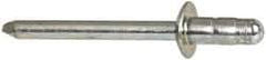 RivetKing - Size 63-64 Dome Head Steel Multi Grip Blind Rivet - Steel Mandrel, 0.156" to 1/4" Grip, 3/8" Head Diam, 0.192" to 0.196" Hole Diam, 0.512" Length Under Head, 3/16" Body Diam - USA Tool & Supply