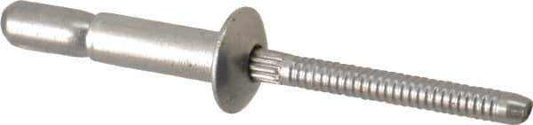 RivetKing - Size 67 Dome Head Stainless Steel Structural with Locking Stem Blind Rivet - Stainless Steel Mandrel, 0.214" to 0.437" Grip, 0.385" Head Diam, 0.194" to 0.204" Hole Diam, 0.572" Length Under Head, 3/16" Body Diam - USA Tool & Supply