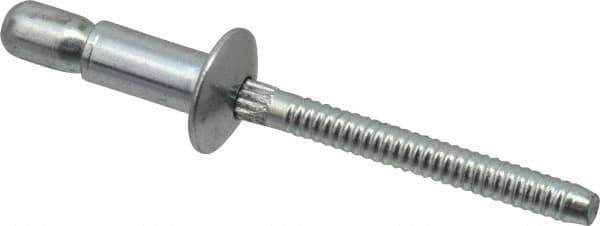 RivetKing - Size 64 Dome Head Steel Structural with Locking Stem Blind Rivet - Steel Mandrel, 0.062" to 0.27" Grip, 0.385" Head Diam, 0.194" to 0.204" Hole Diam, 0.415" Length Under Head, 3/16" Body Diam - USA Tool & Supply