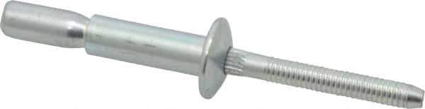 RivetKing - Size 810 Dome Head Steel Structural with Locking Stem Blind Rivet - Steel Mandrel, 0.35" to 5/8" Grip, 0.525" Head Diam, 0.261" to 0.276" Hole Diam, 0.81" Length Under Head, 1/4" Body Diam - USA Tool & Supply