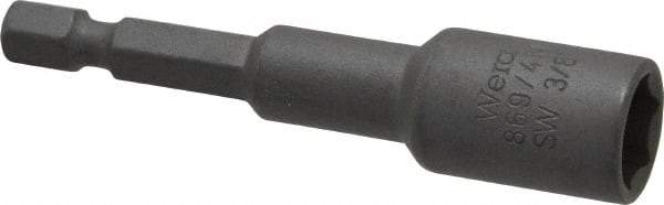 Wera - 3/8" Magnetic Nutsetter - 1/4" Hex Drive, 2-1/2" OAL, 9/16" Socket Nose Diam - USA Tool & Supply